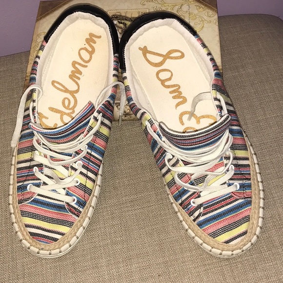 Sam Edelman Stripped Canvas Front Tie Decks. US 7 - Picture 4 of 5